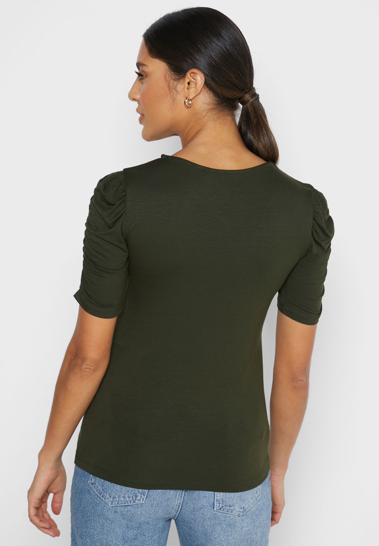 ruched sleeve t shirt