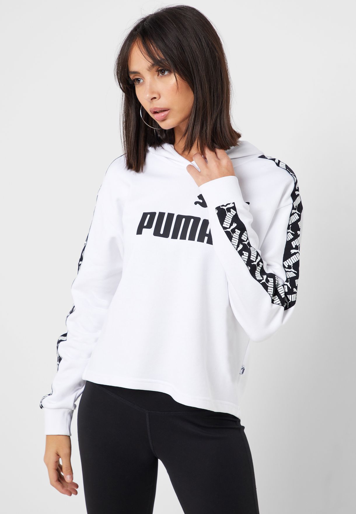Buy PUMA white Amplified Cropped Hoodie 