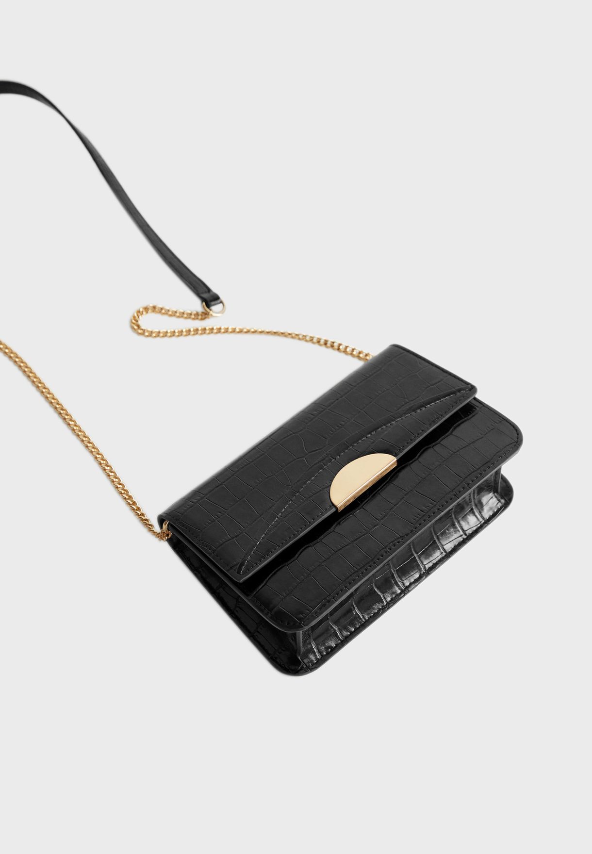 mango black croc bag