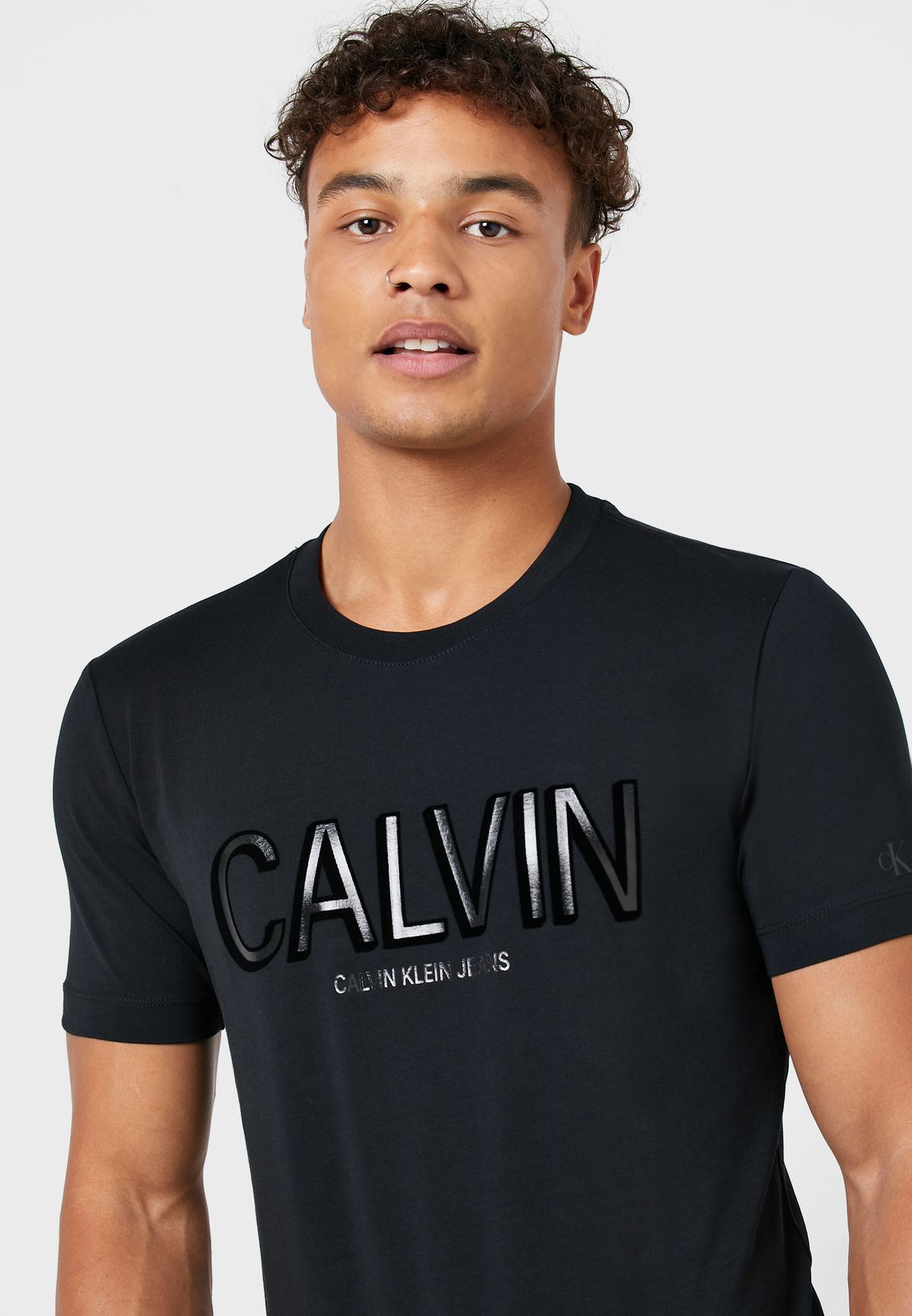 calvin klein flock logo t shirt