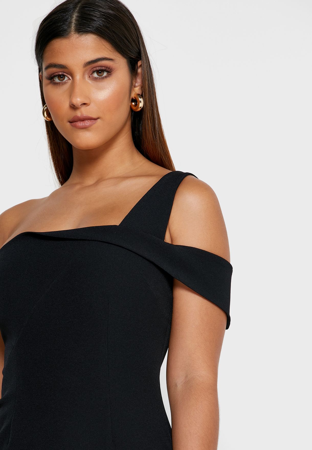 one shoulder cut out gown