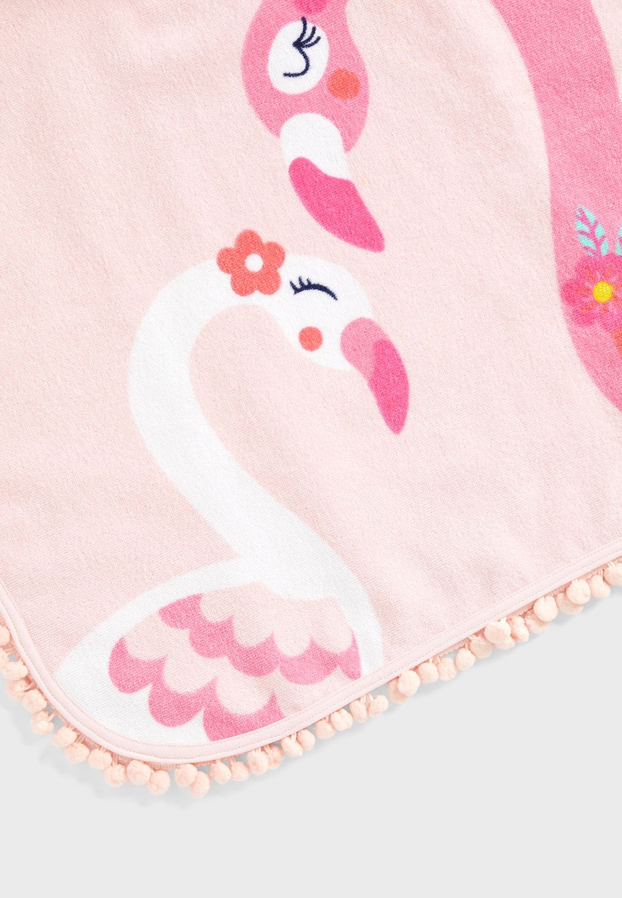 Mg Swim Pink Flamingo Graphic Toweling With Pom Trim