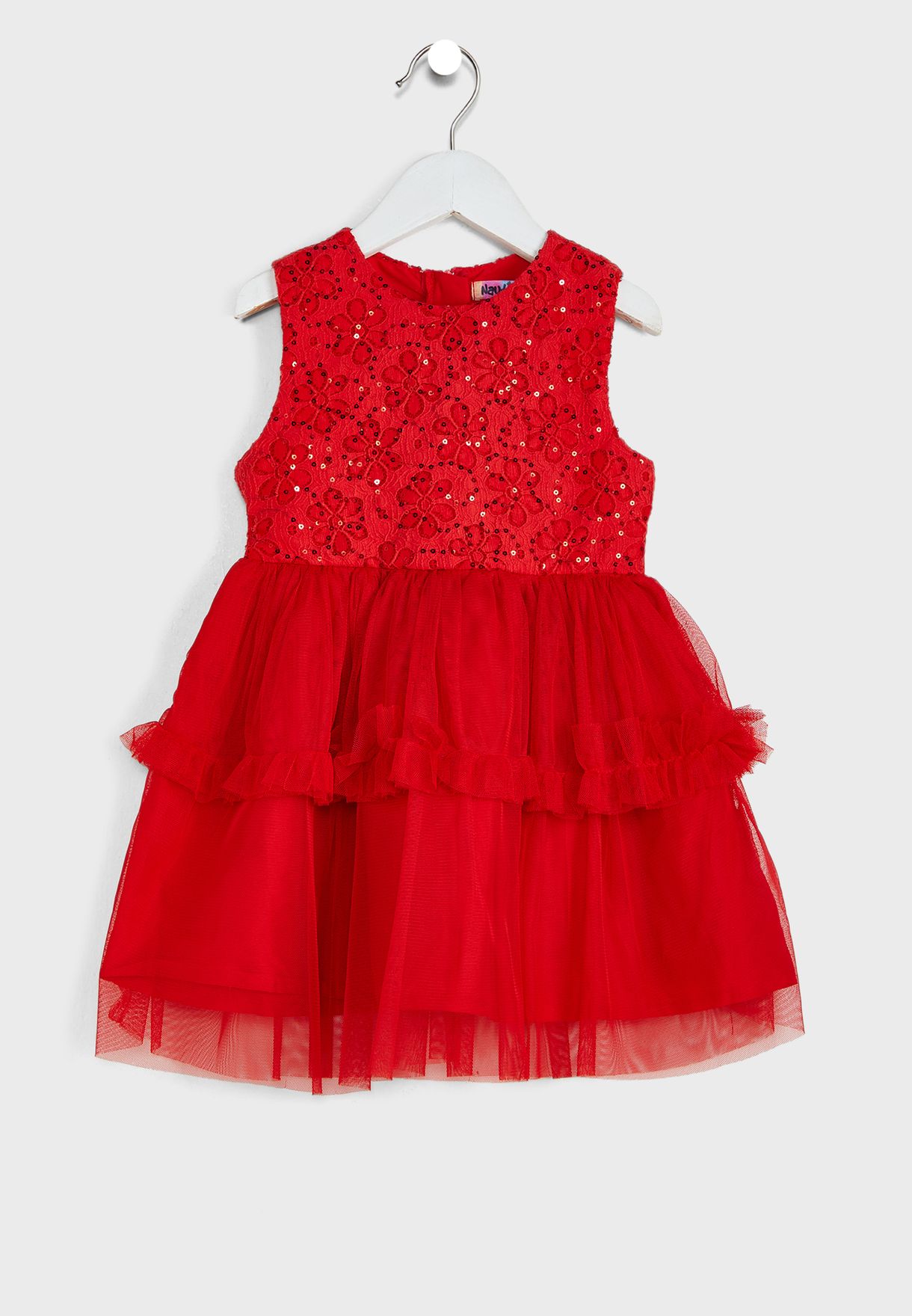 Red Net Dress With Sequin