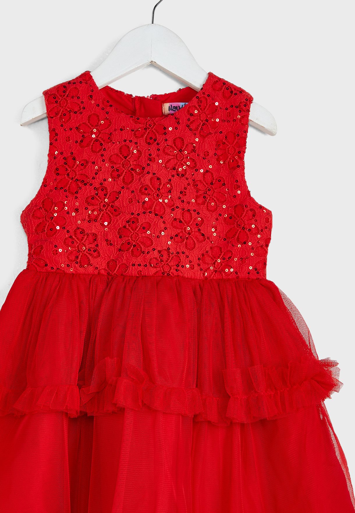 Red Net Dress With Sequin