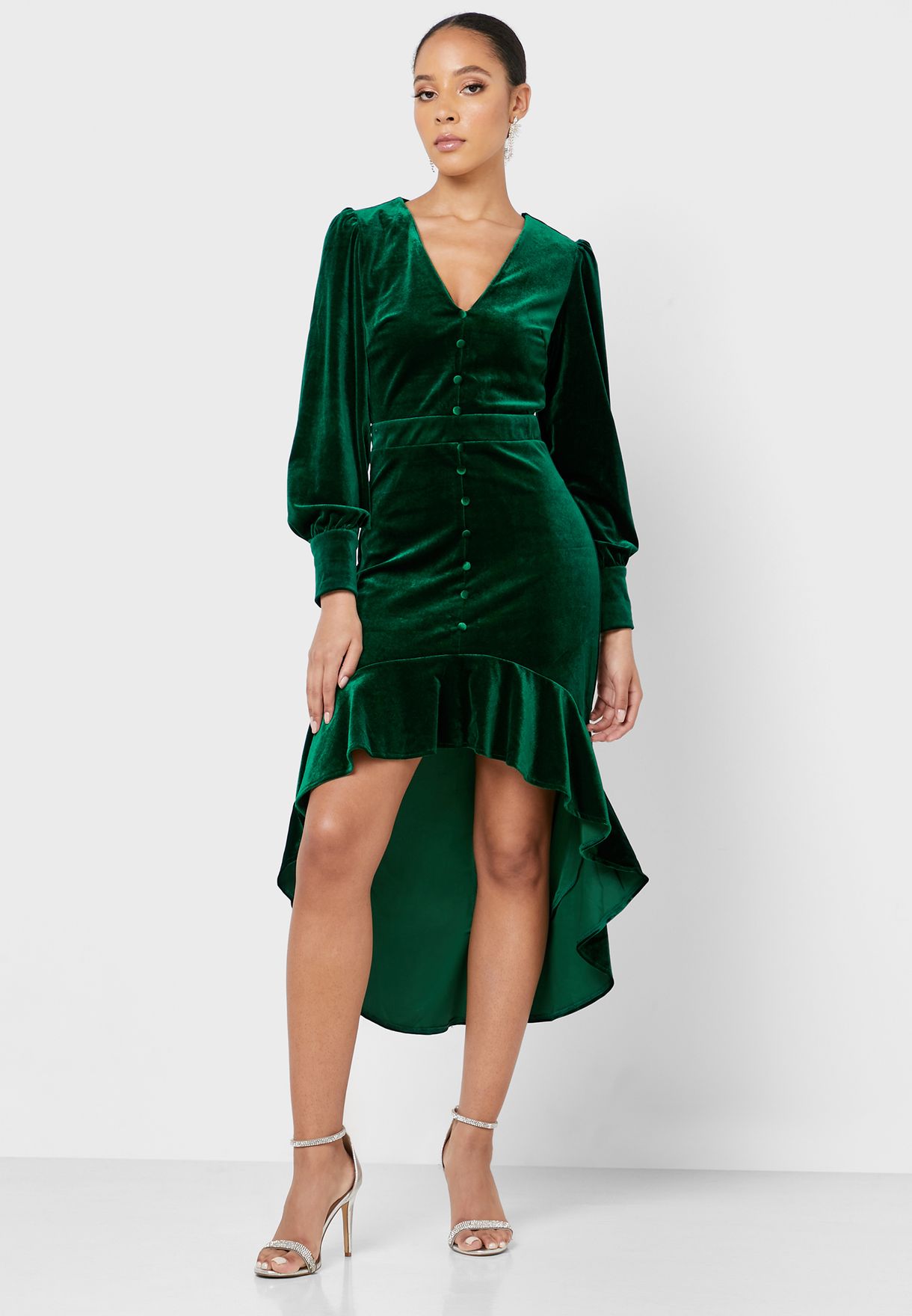 missguided green velvet dress