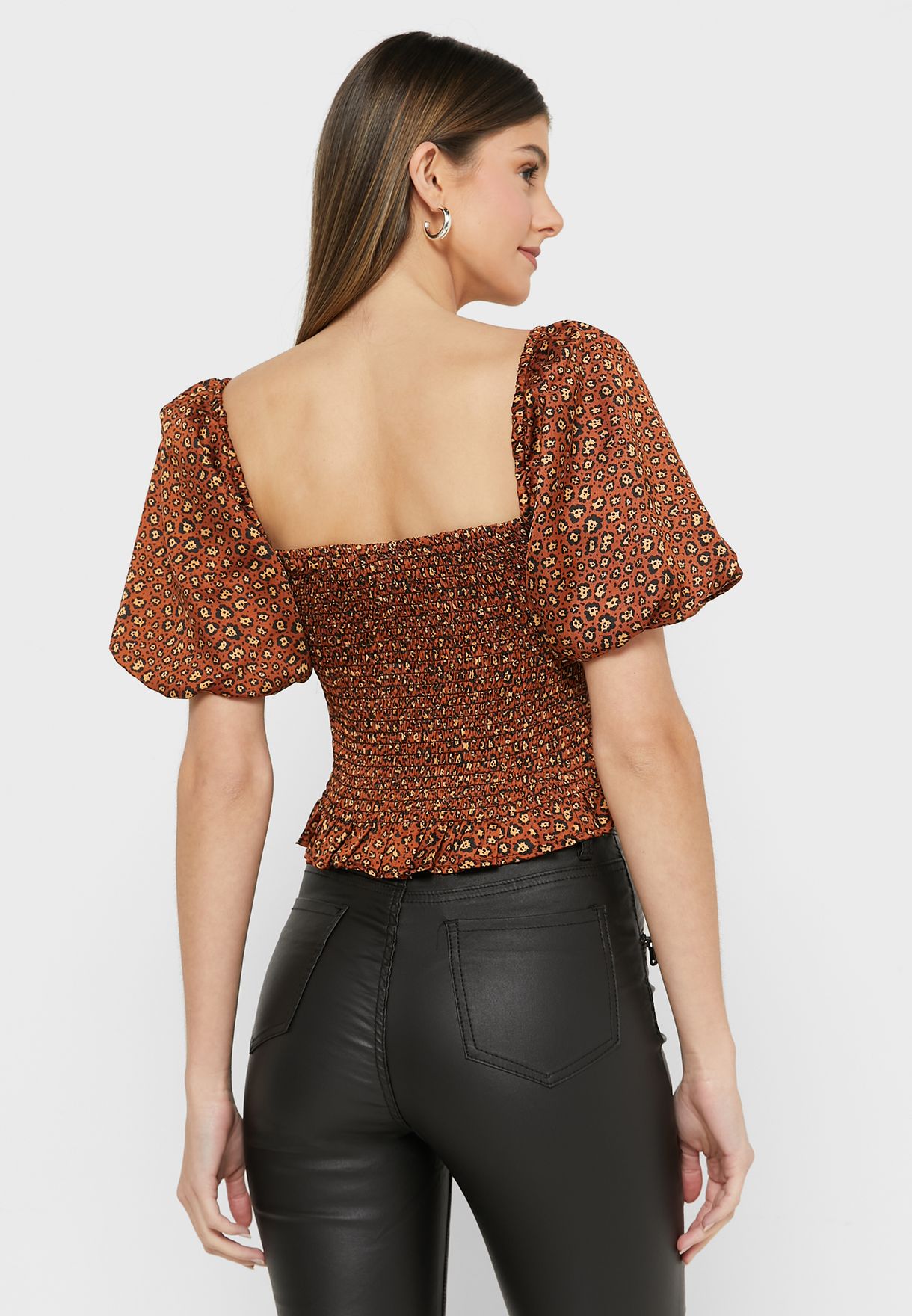 Smocked Body Puff Sleeve Top 