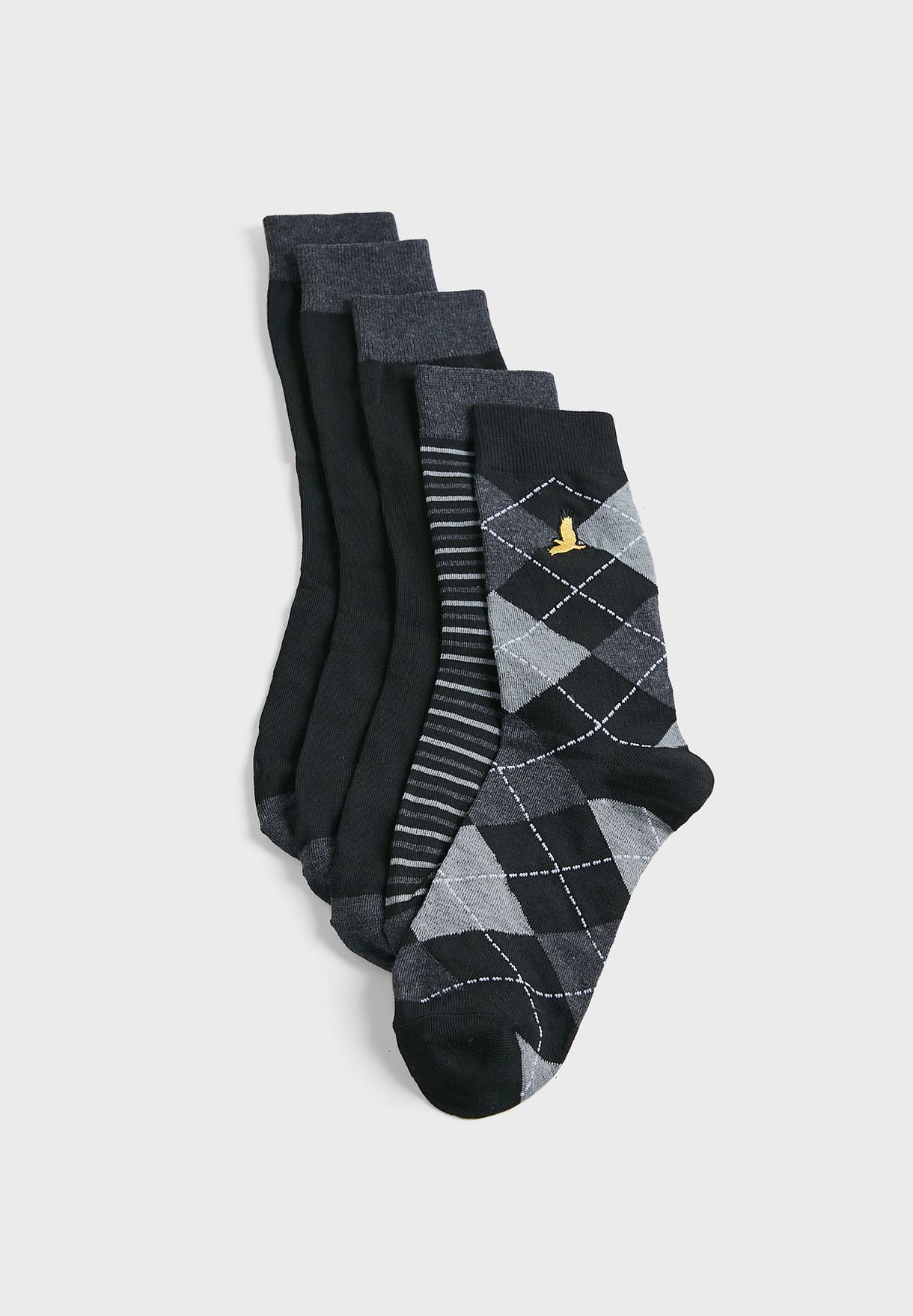 Brave_Soul Mens 5Pk Socks With Embroidery Logo