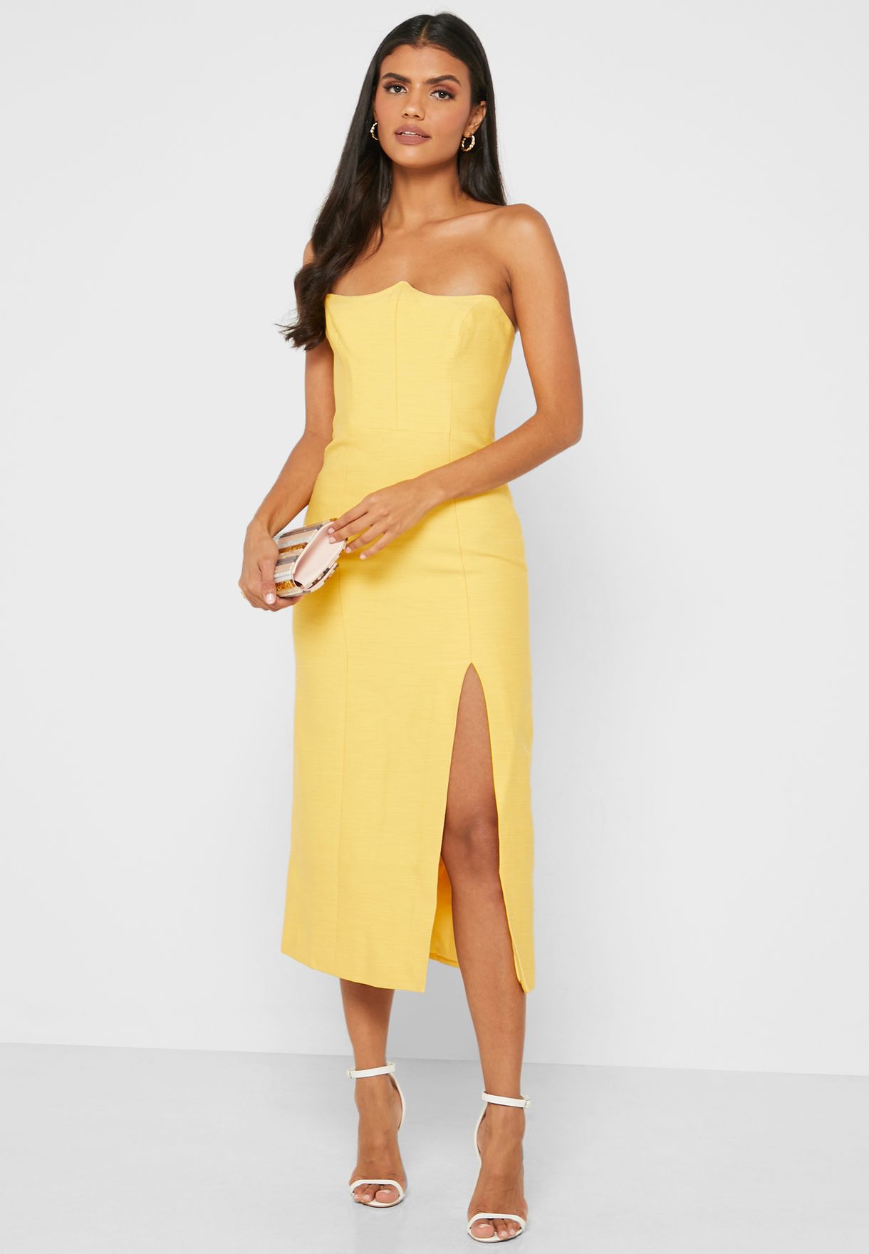 yellow bandeau dress
