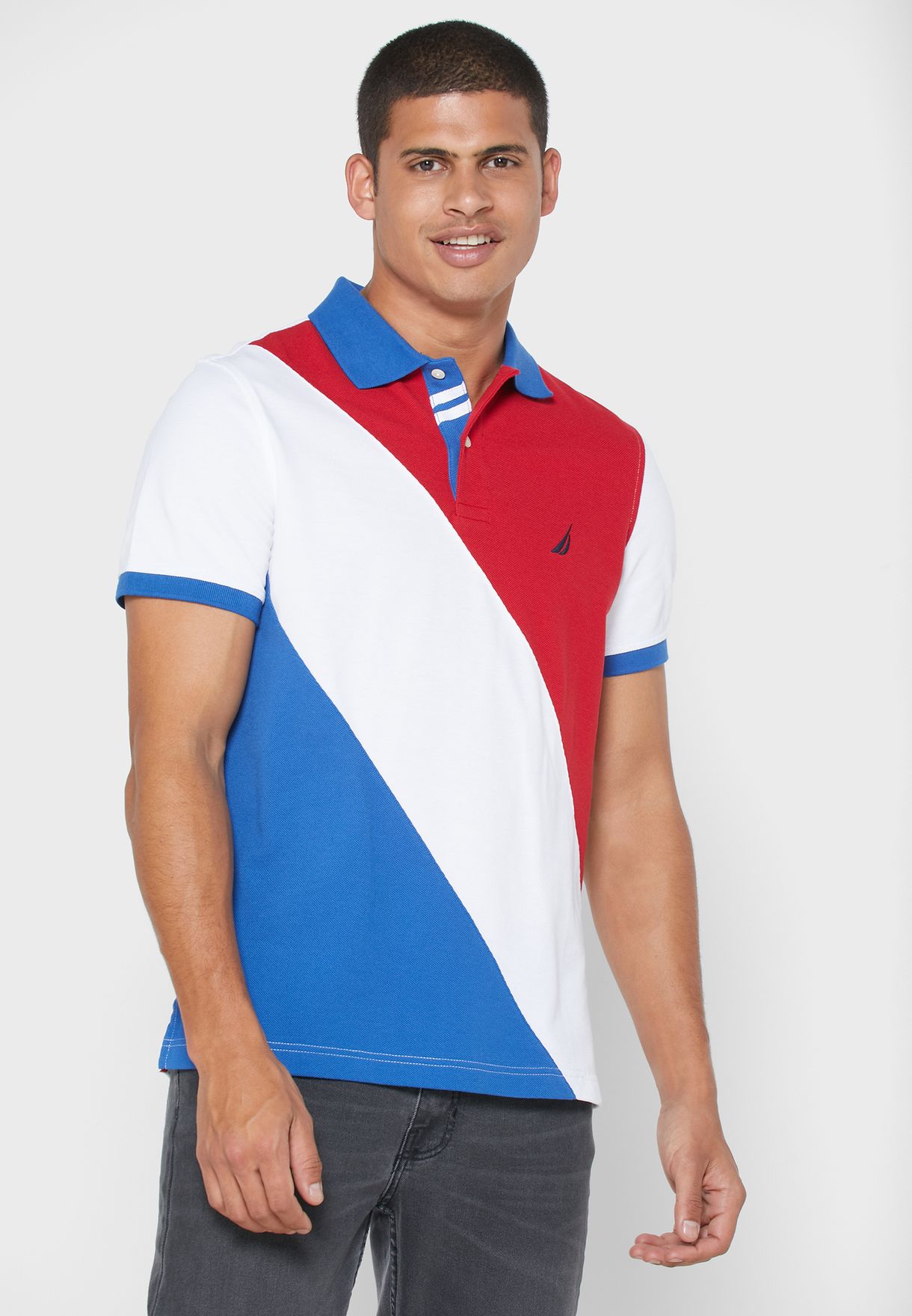 nautica color block polo