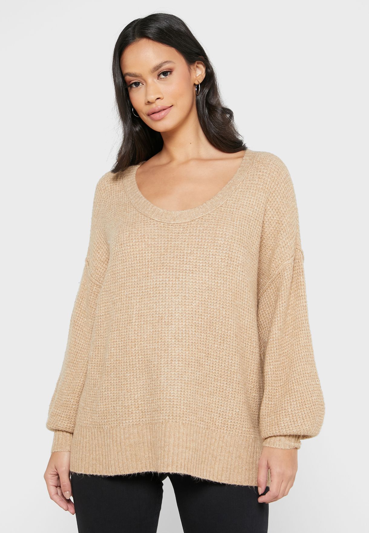 Buy American Eagle brown Scoop Neck Knitted Sweater for Women in MENA ...