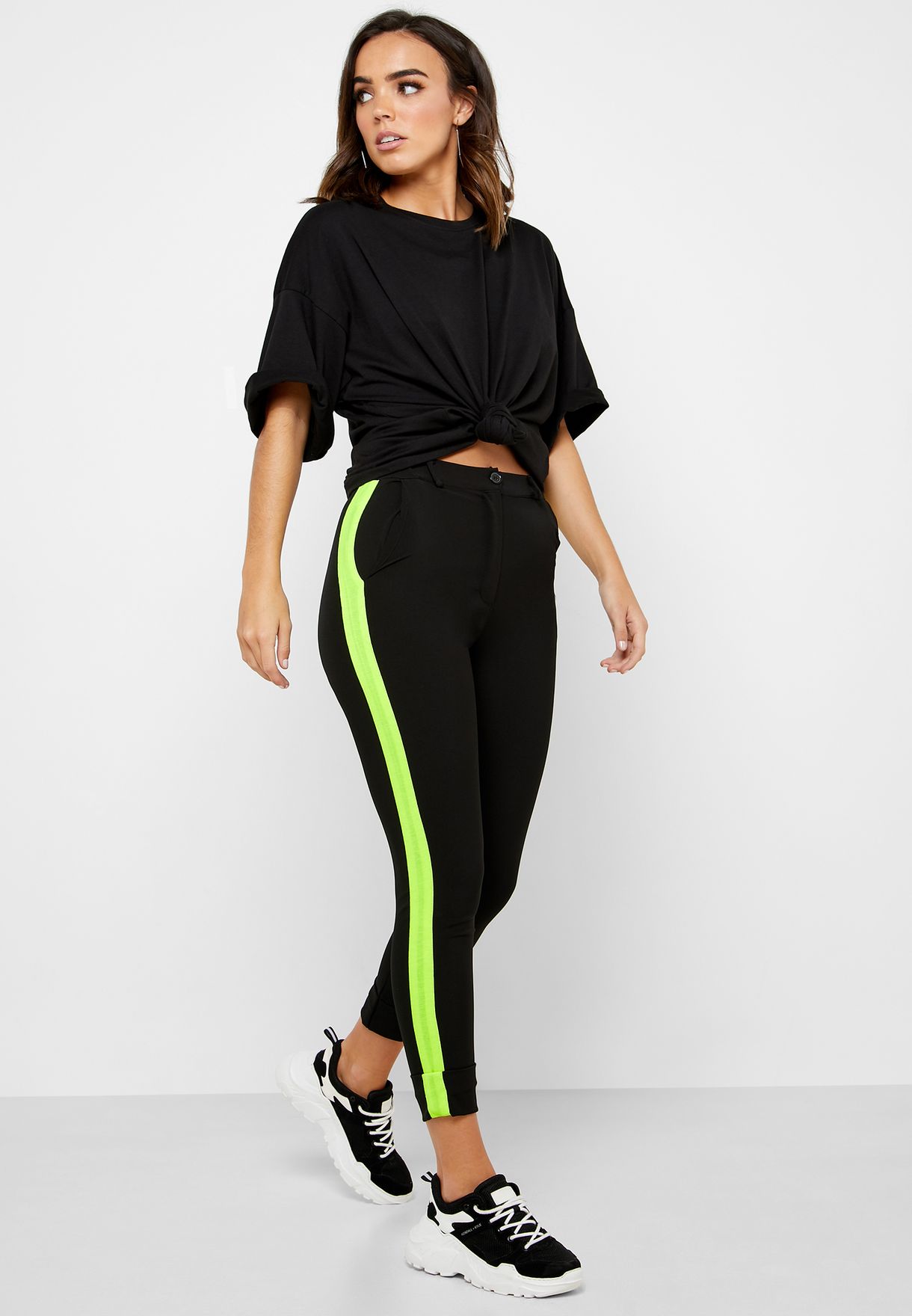 black and neon joggers