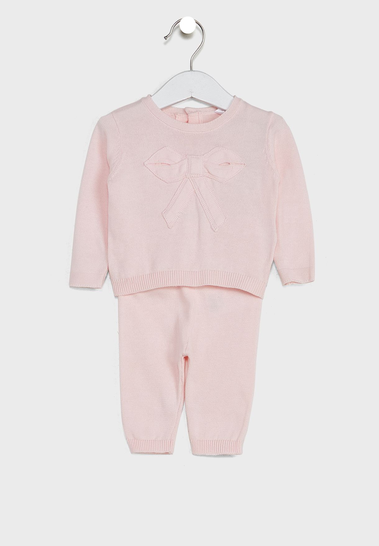 Infant Bow Knitted Top And Trouser Set