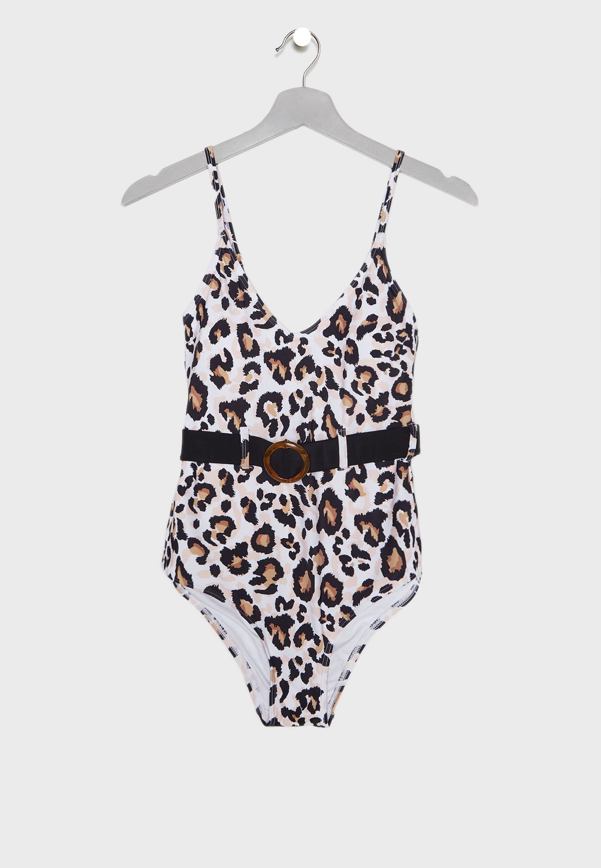 Animal Print Belted Swimsuit