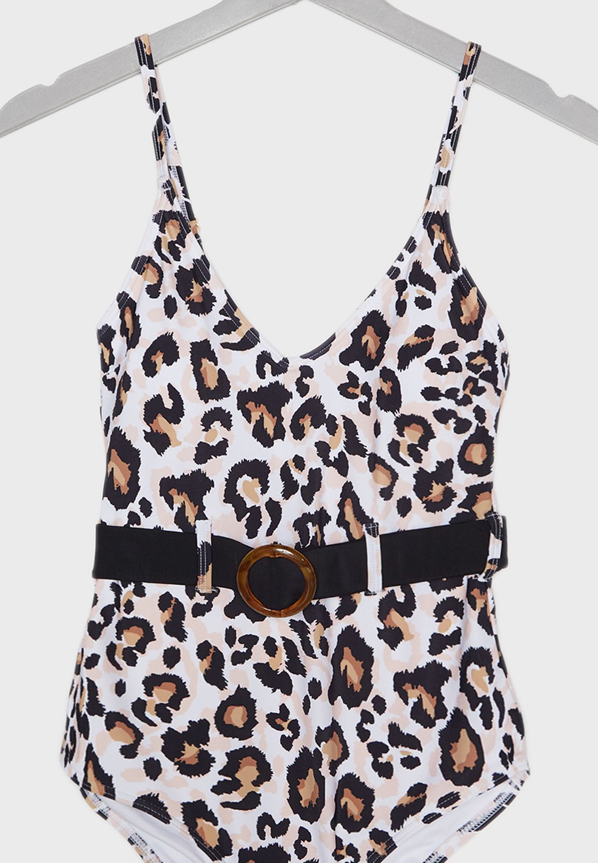 Animal Print Belted Swimsuit