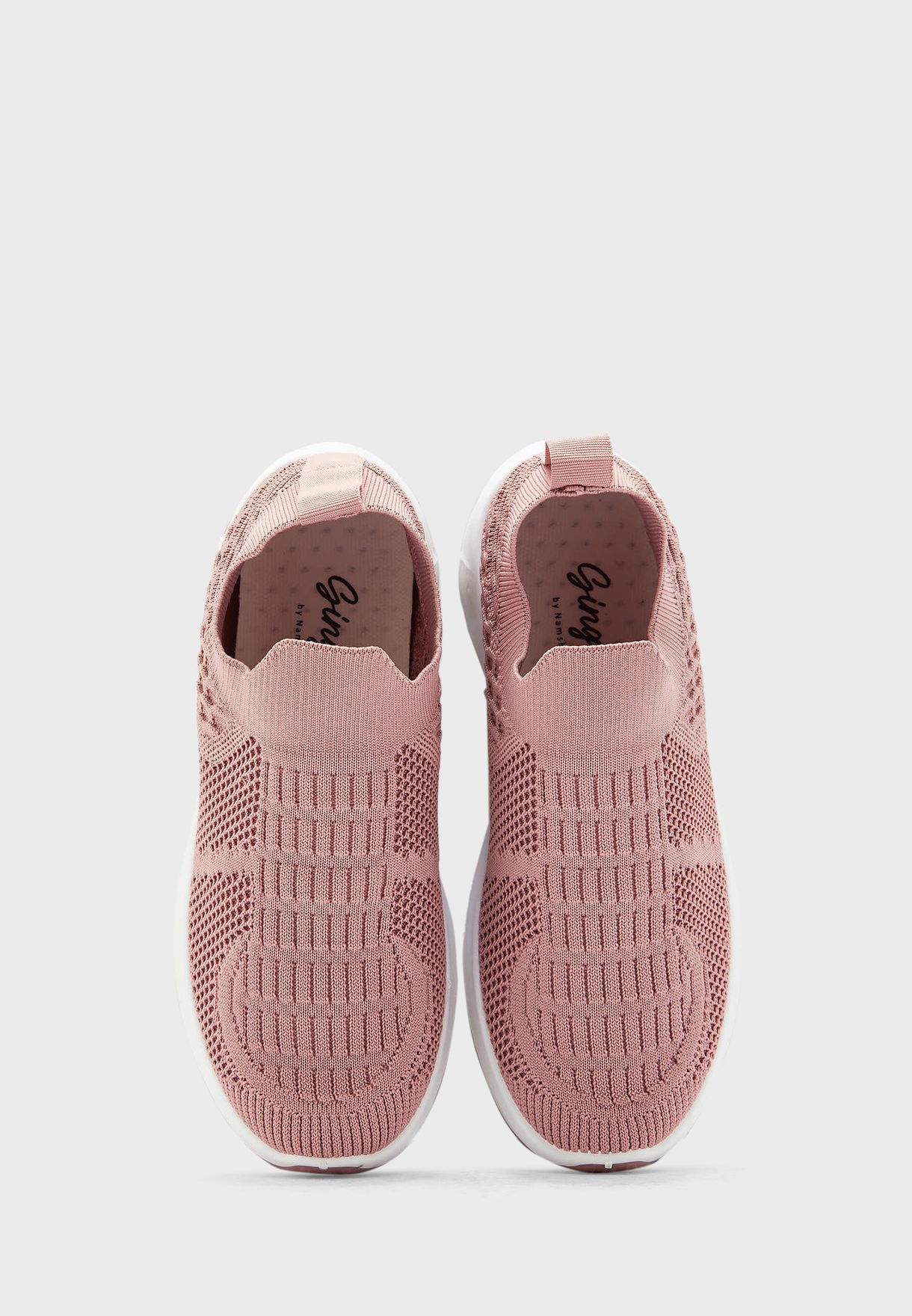 Coloured Sole Pull On Knit Sneaker