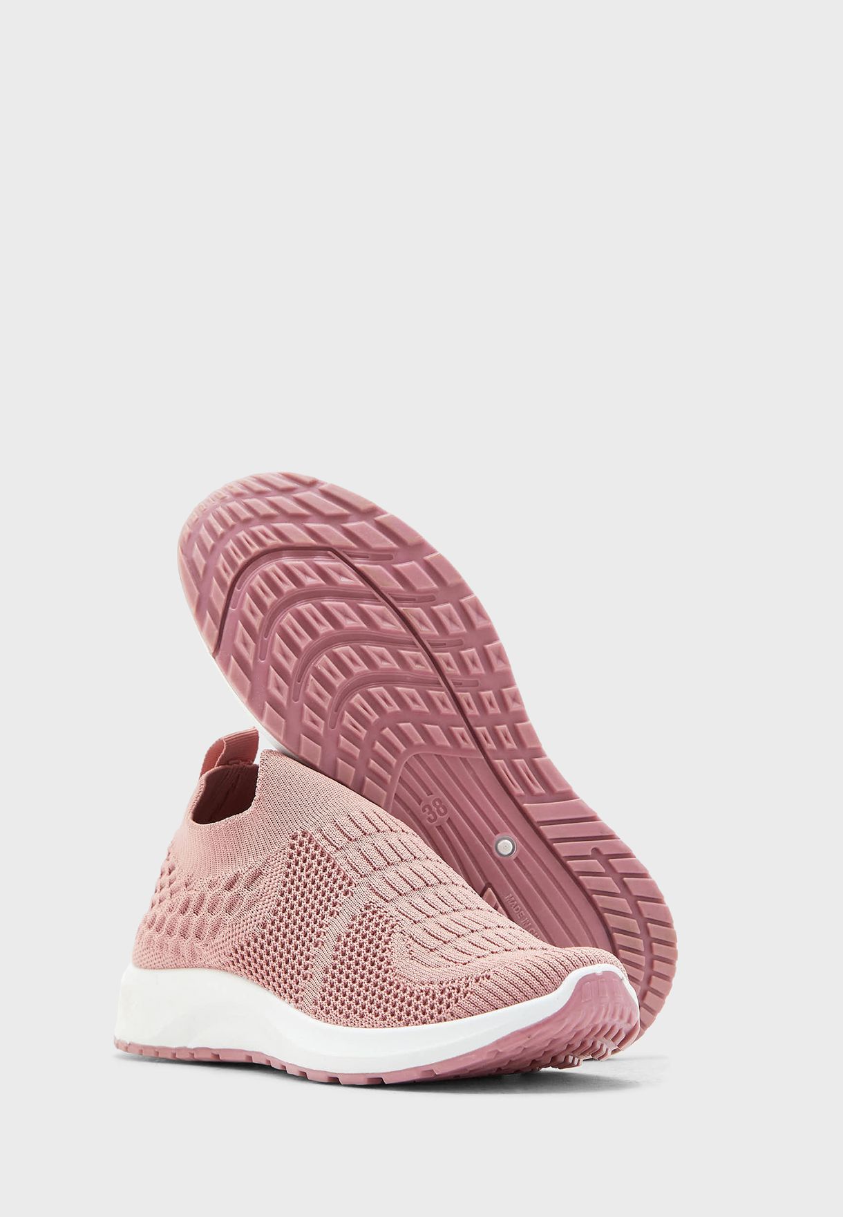 Coloured Sole Pull On Knit Sneaker