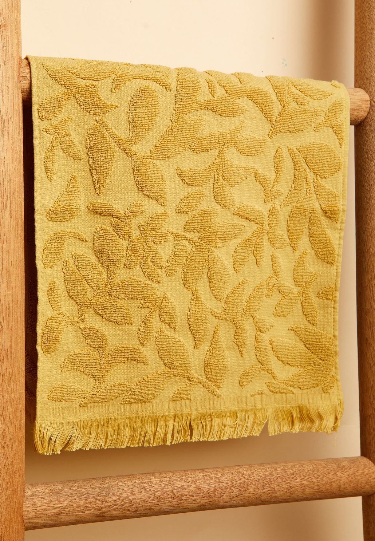 Set Of 2 Mustard Yellow Fringe Hand & Bath Towel