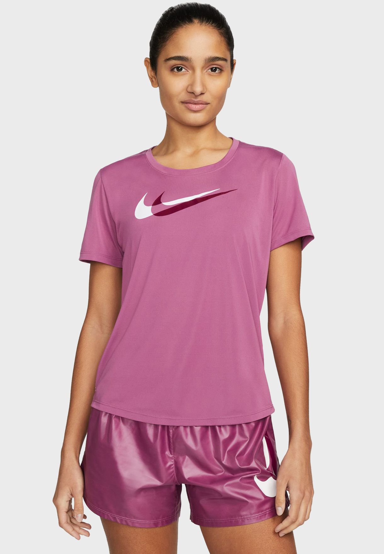 Buy Nike white Dri-Fitswoosh T-Shirt for Women in Dubai, Abu Dhabi