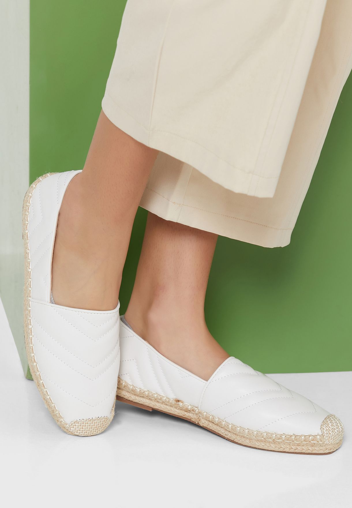 Zig Zag Quilted Flat Espadrille 