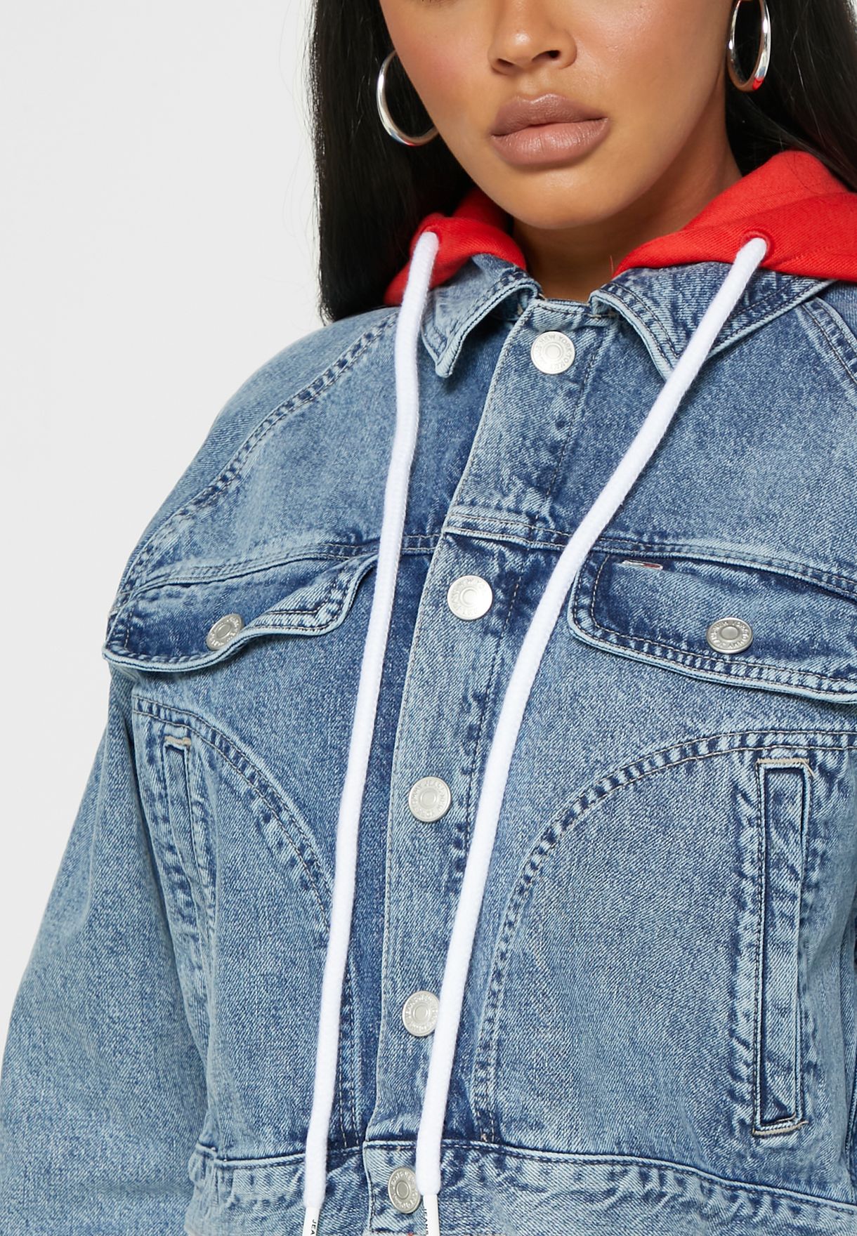 tommy hilfiger hooded denim jacket