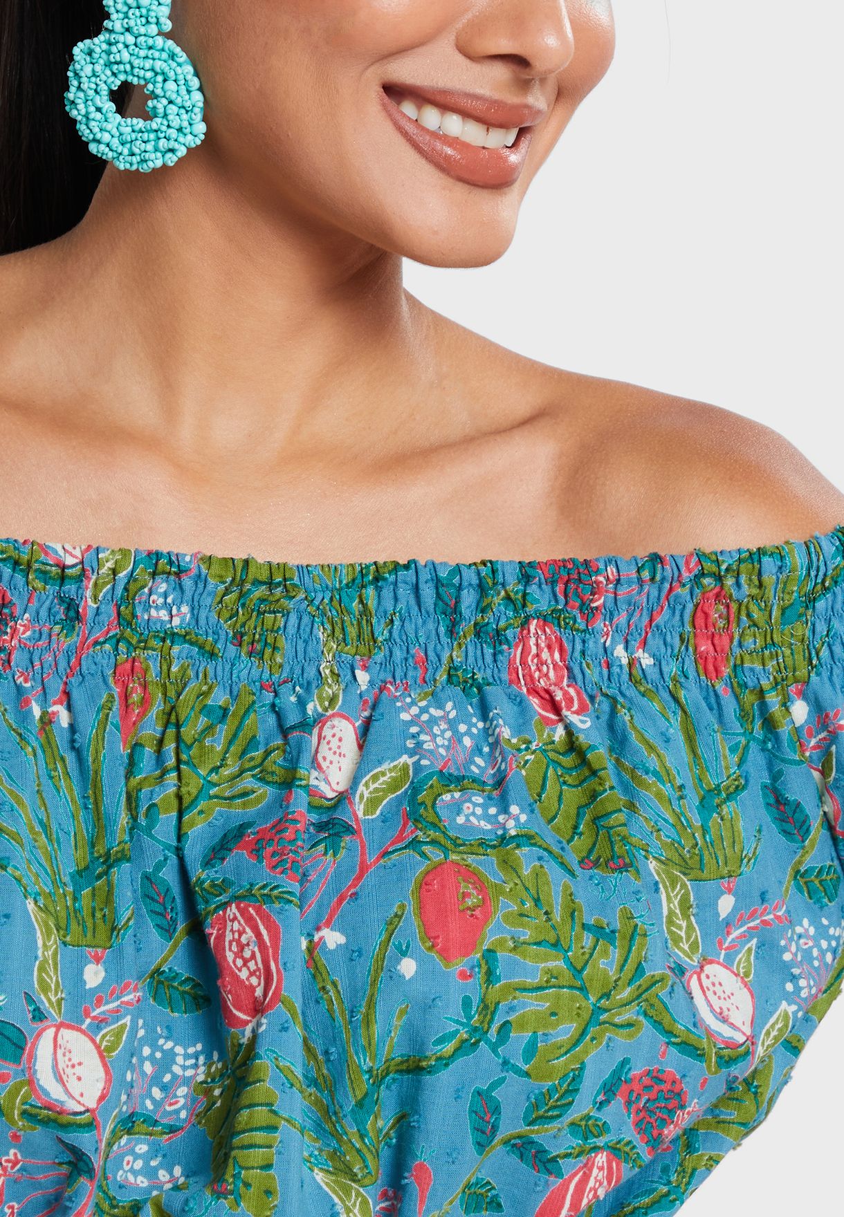 Balloon Sleeve Floral Crop Top