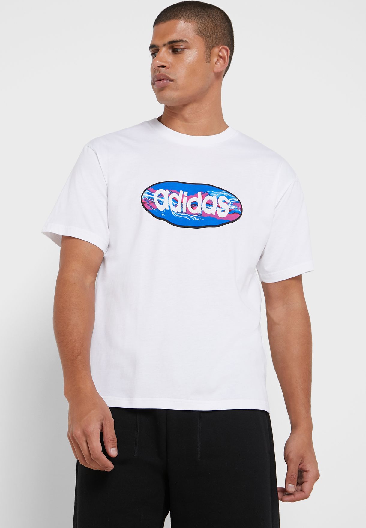 Buy Adidas Originals White Oval T Shirt For Men In Mena Worldwide