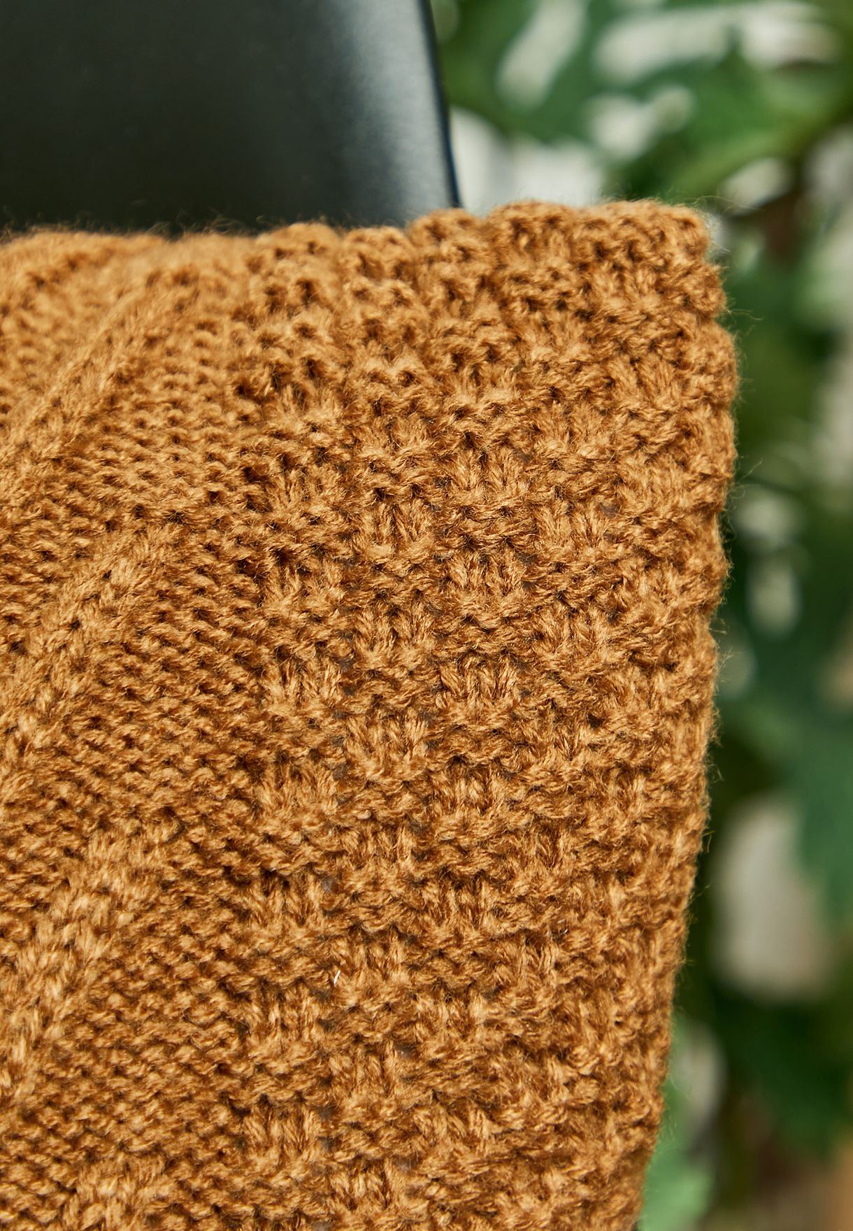 Brown Knitted Cushion With Insert 45X45Cm