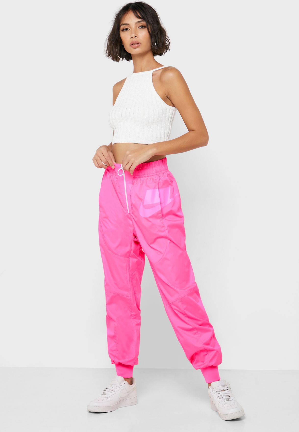 neon pink track pants