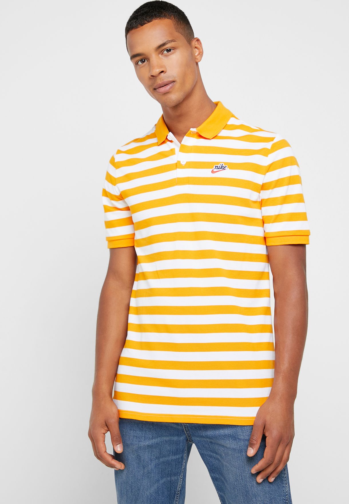 nike logo striped polo shirt