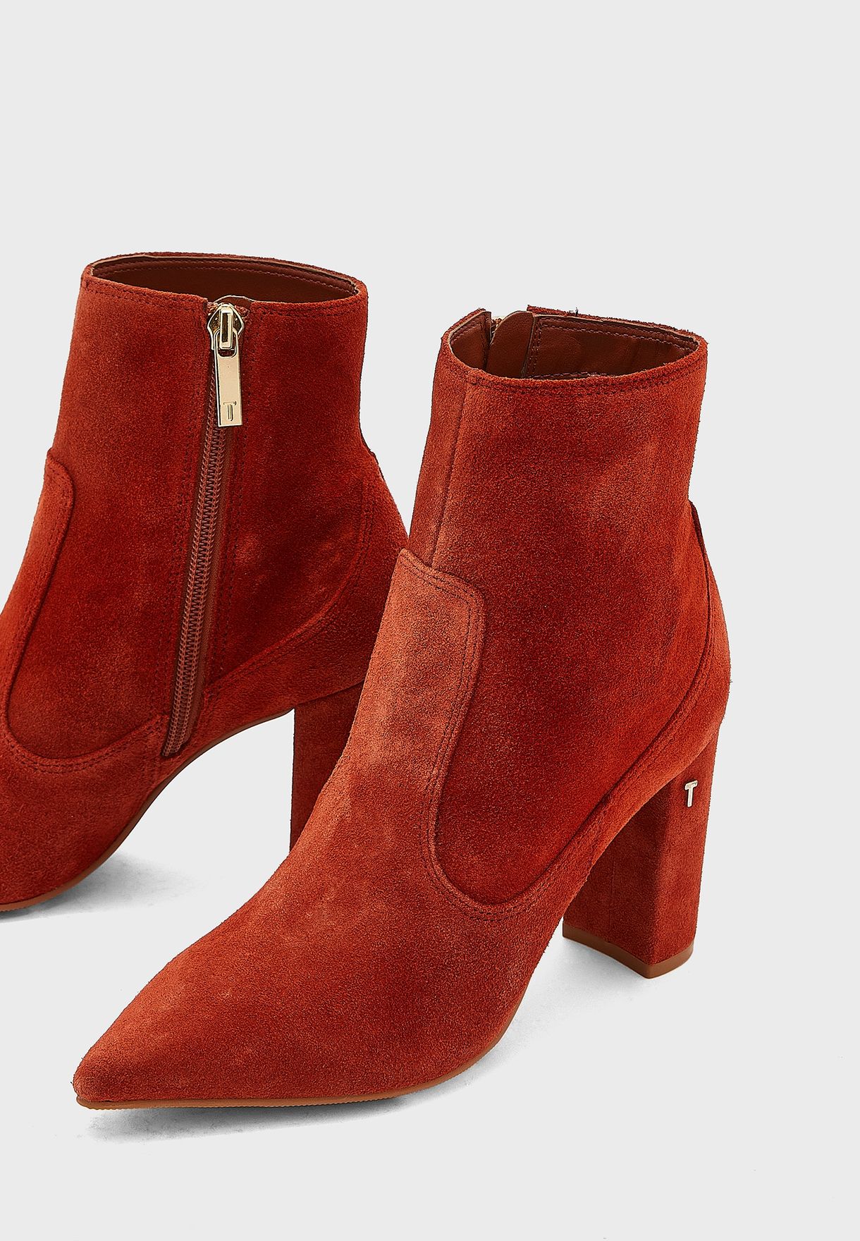 Nyshaa Suede Block Heel Ankle Boots