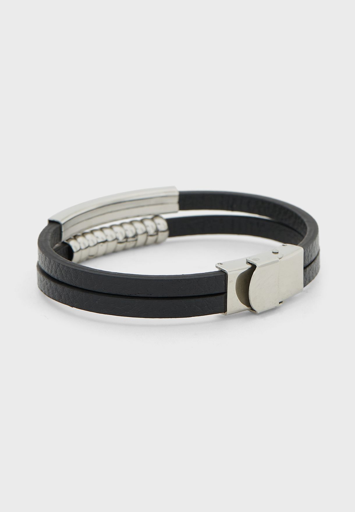 Metal Detail Faux Leather Bracelet