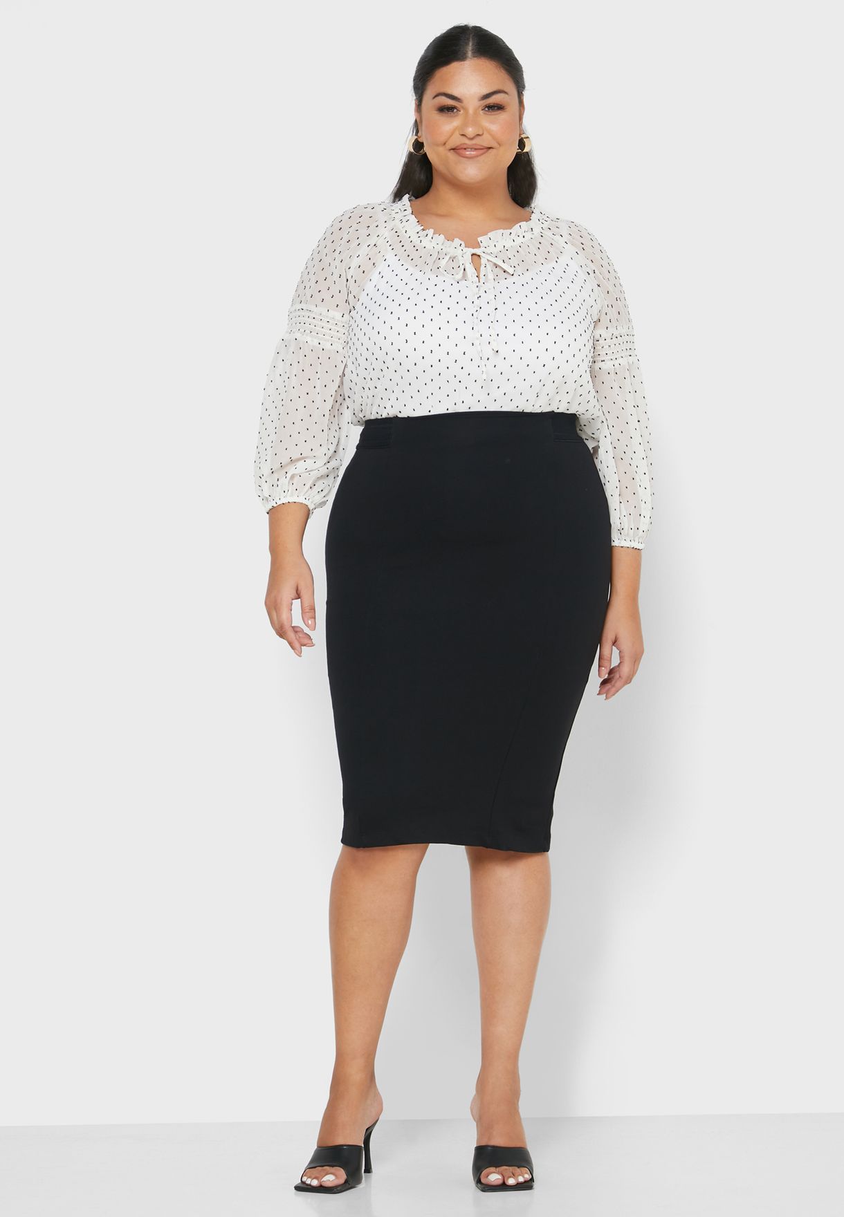 plus size bodycon midi skirt