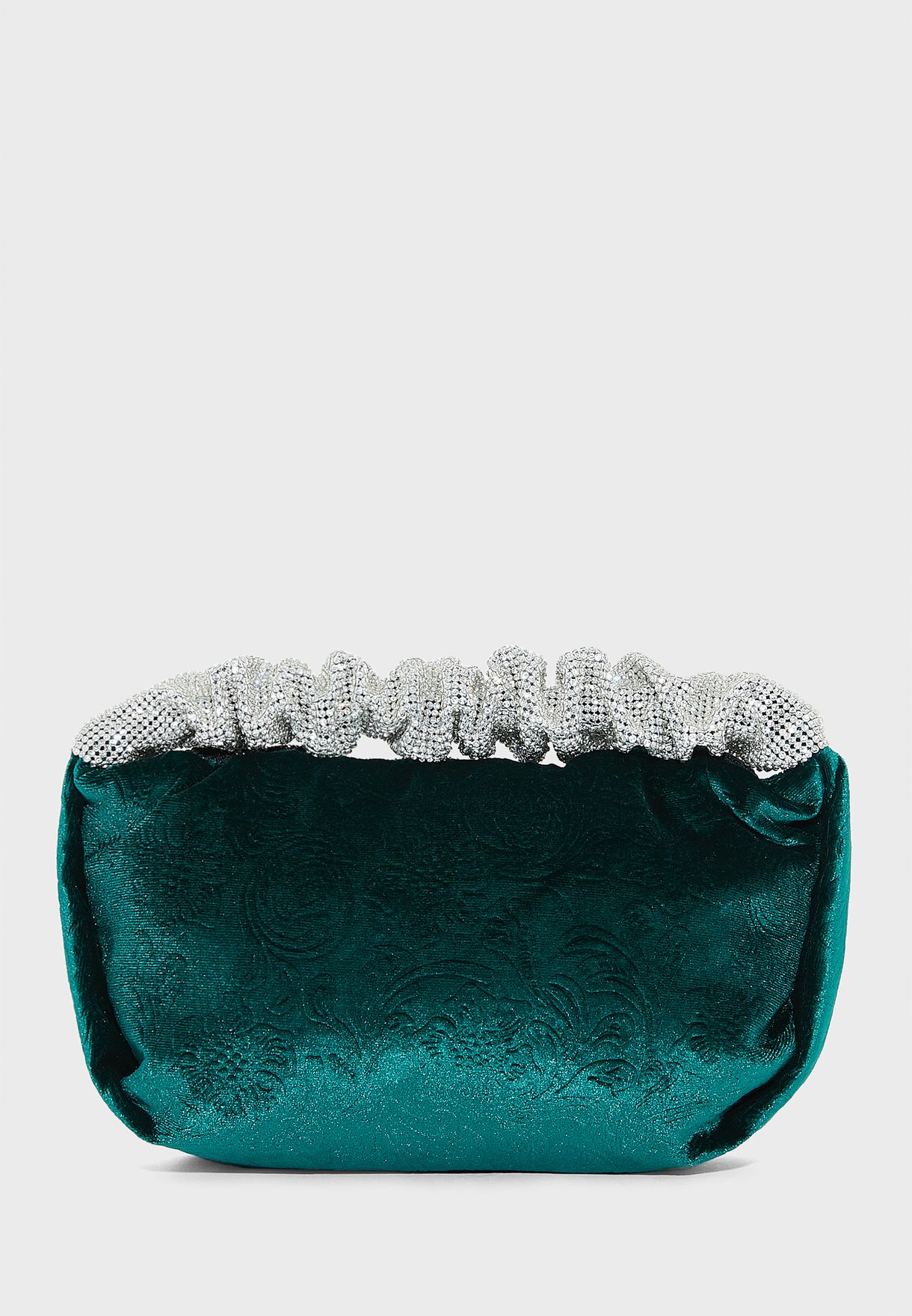 Diamante Ruched Handle Evening Bag