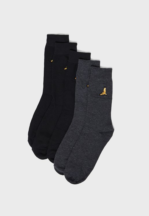 5 Pack Embroidered Sports Socks