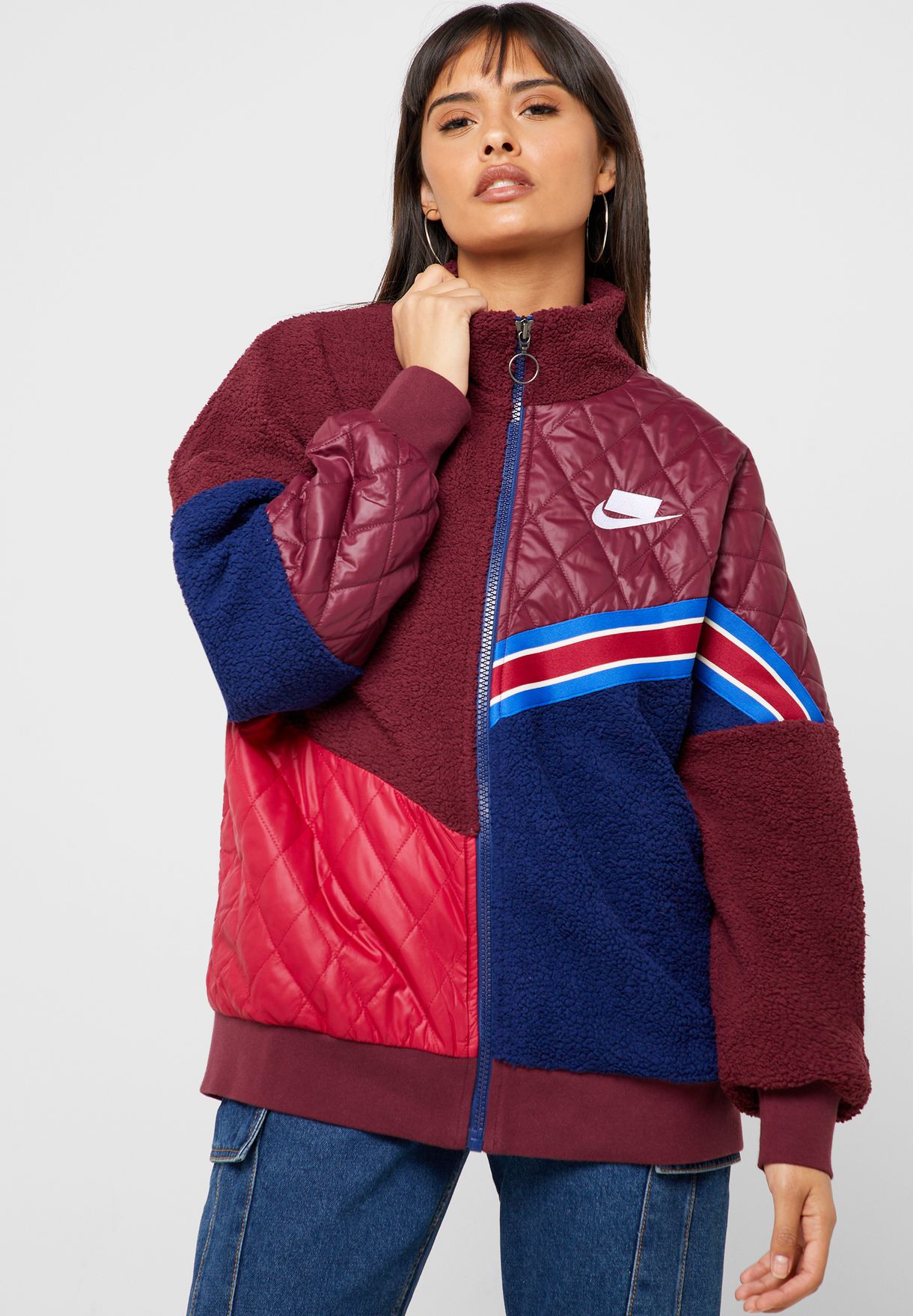 Nike burgundy NSW Sherpa Track Jacket 