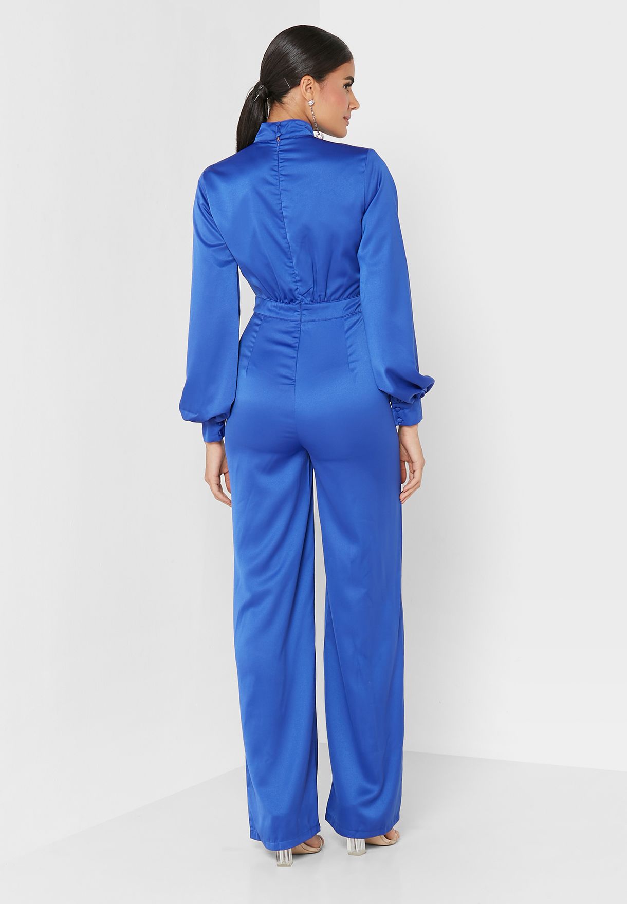 high neck balloon sleeve jumpsuit