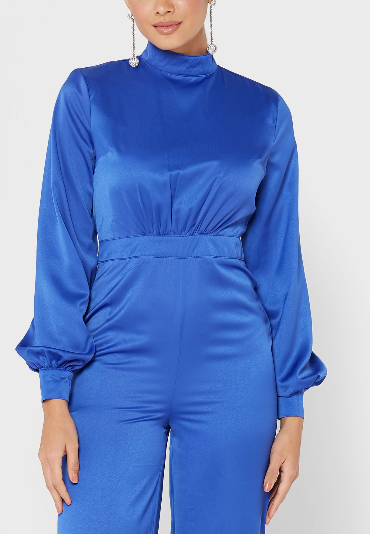 high neck balloon sleeve jumpsuit