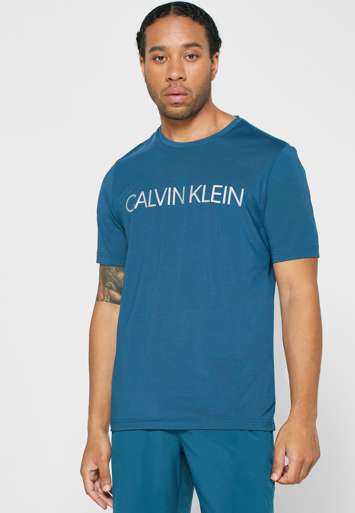 Buy Calvin Klein Performance Blue Logo T Shirt For Men In Kuwait City Other Cities 00gms0k104 490