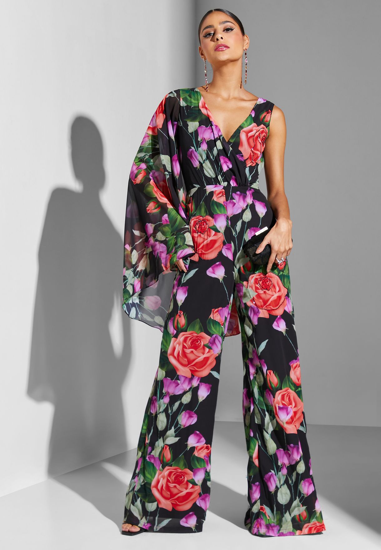 Wide Leg Floral Print Jumpsuit