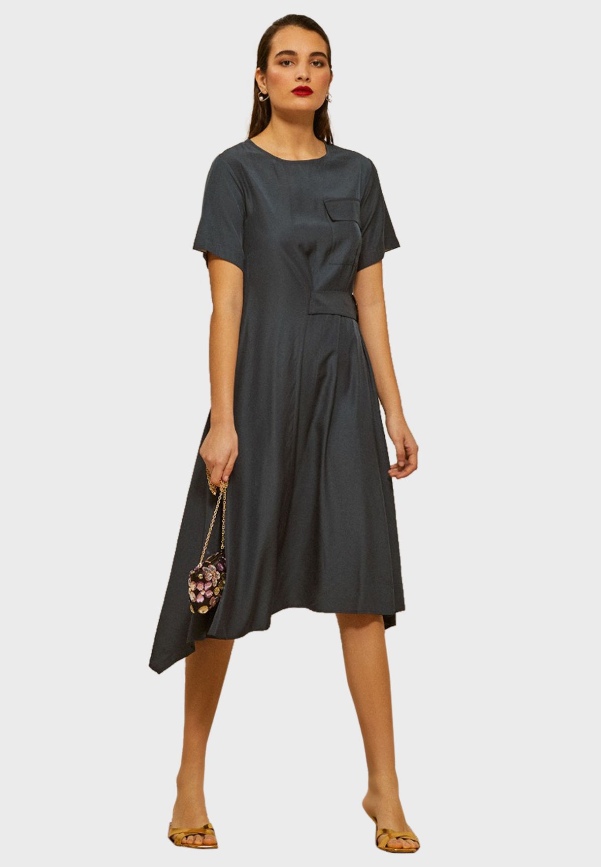 half sleeve midi dress