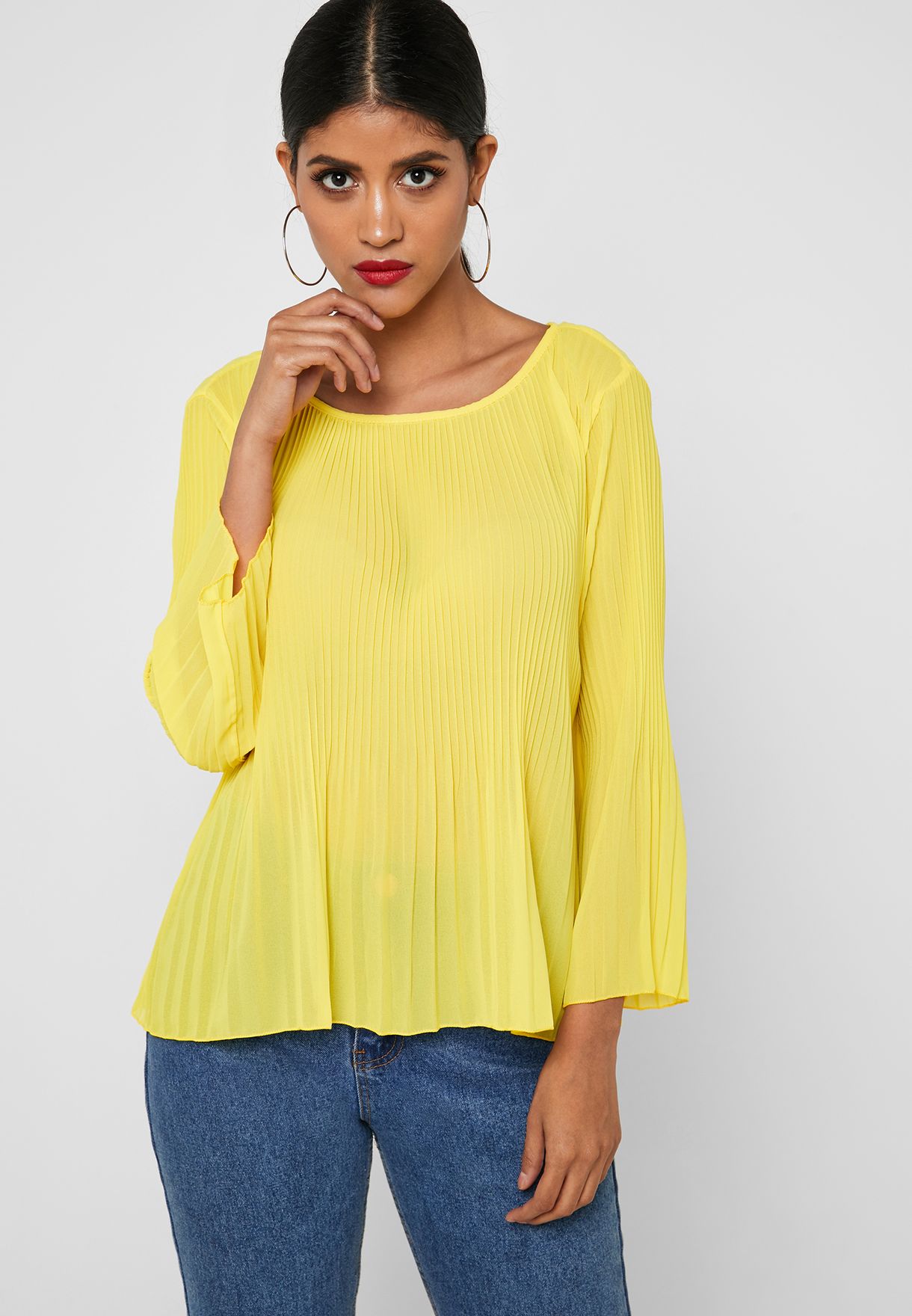Buy Ella yellow Pleated Top for Women 
