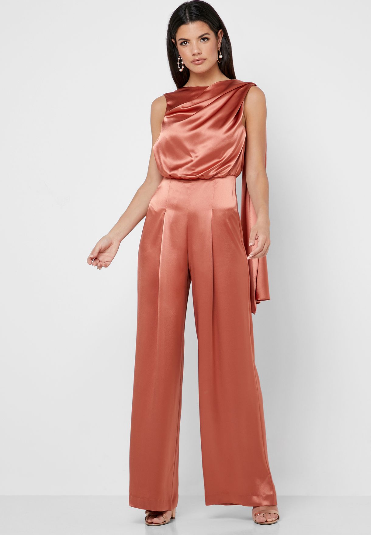 wide leg satin jumpsuit