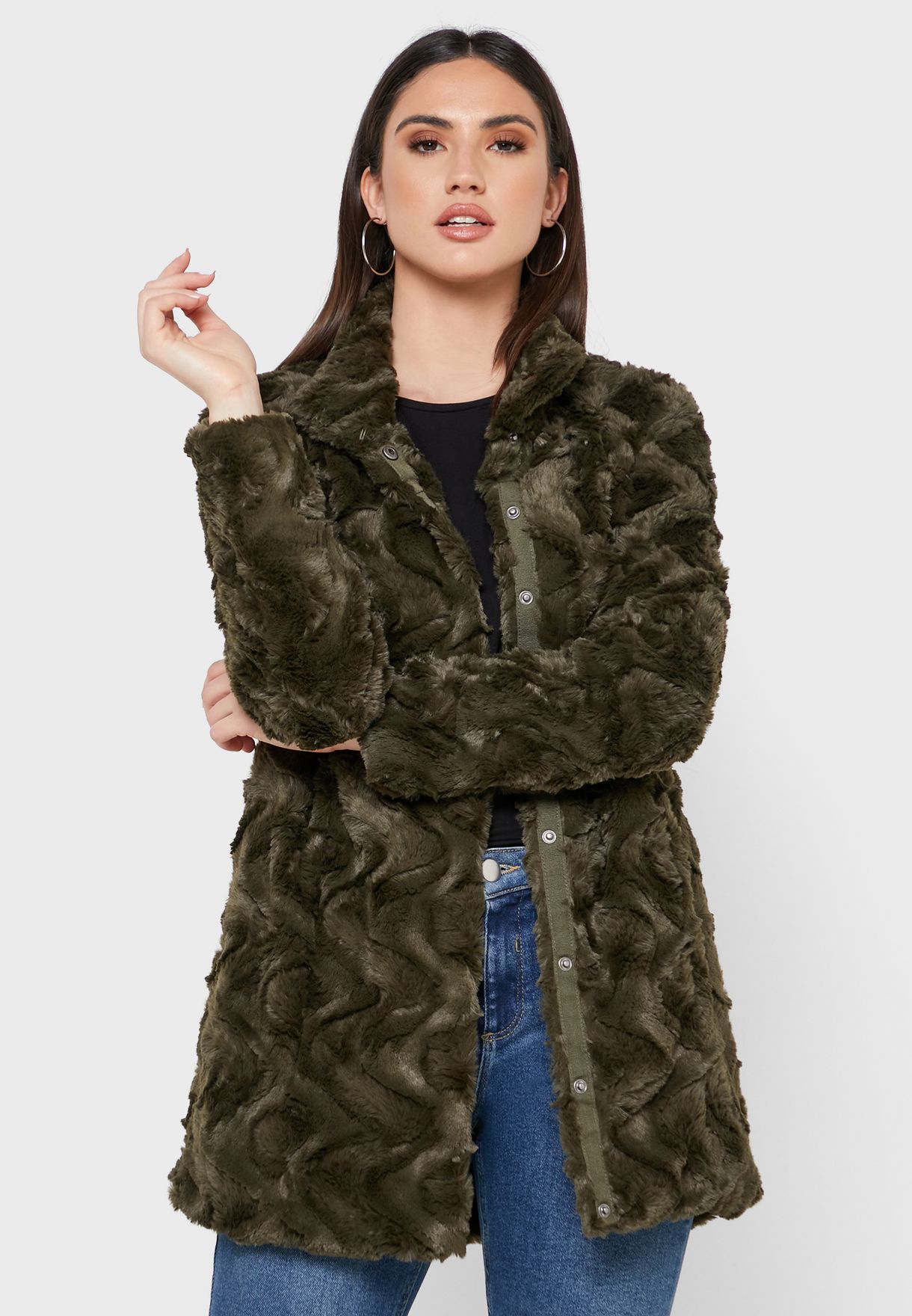 Vervormen films Kruik Buy Vero Moda green Faux Fur Coat for Women in MENA, Worldwide