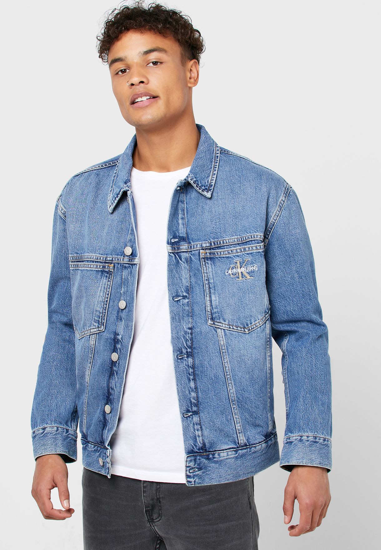 Buy Calvin Klein Jeans blue Oversized Iconic Denim Jacket for Men in  Riyadh, Jeddah