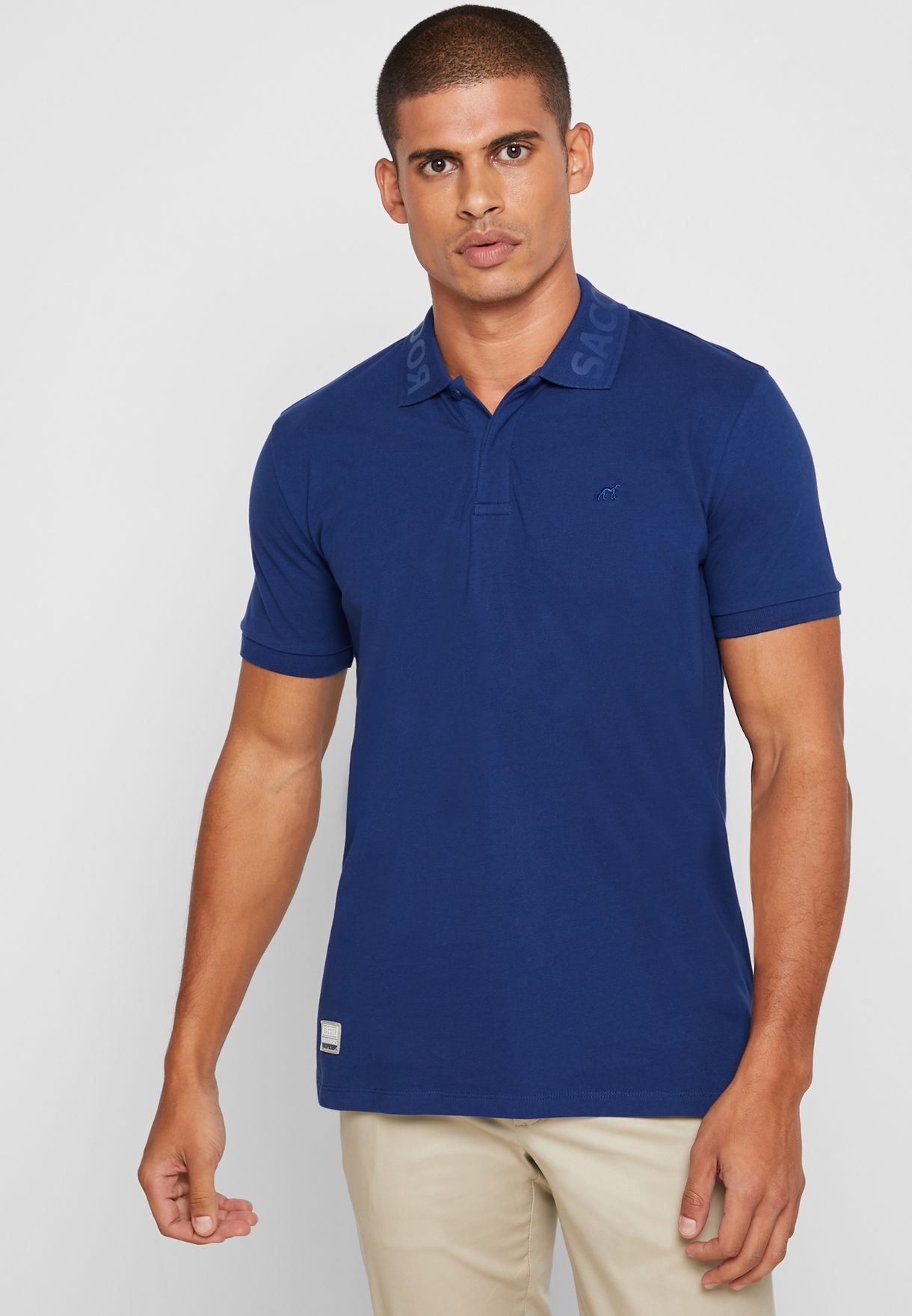 Buy Sacoor Brothers blue Essential Slim Fit Polo for Men in Dubai, Abu ...
