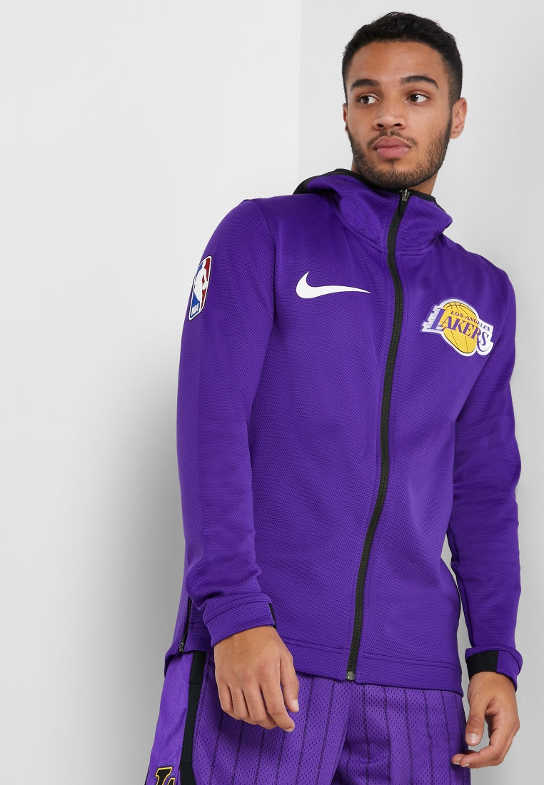 Buy Nike purple Los Angeles Lakers Therma Flex Showtime Hoodie for Men Muscat,