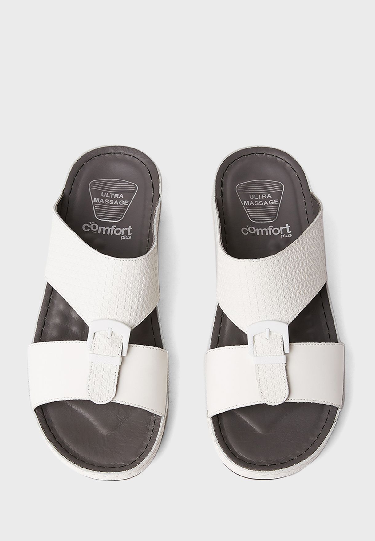 Textured Buckle Detail Arabic Sandals
