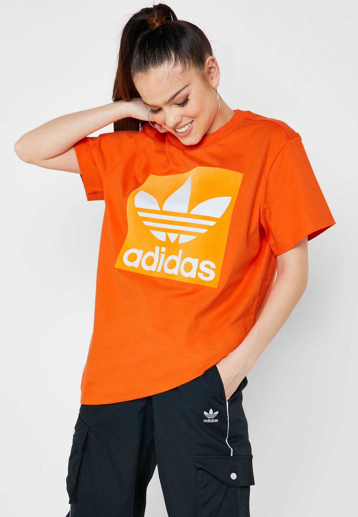 orange adidas t shirt women's