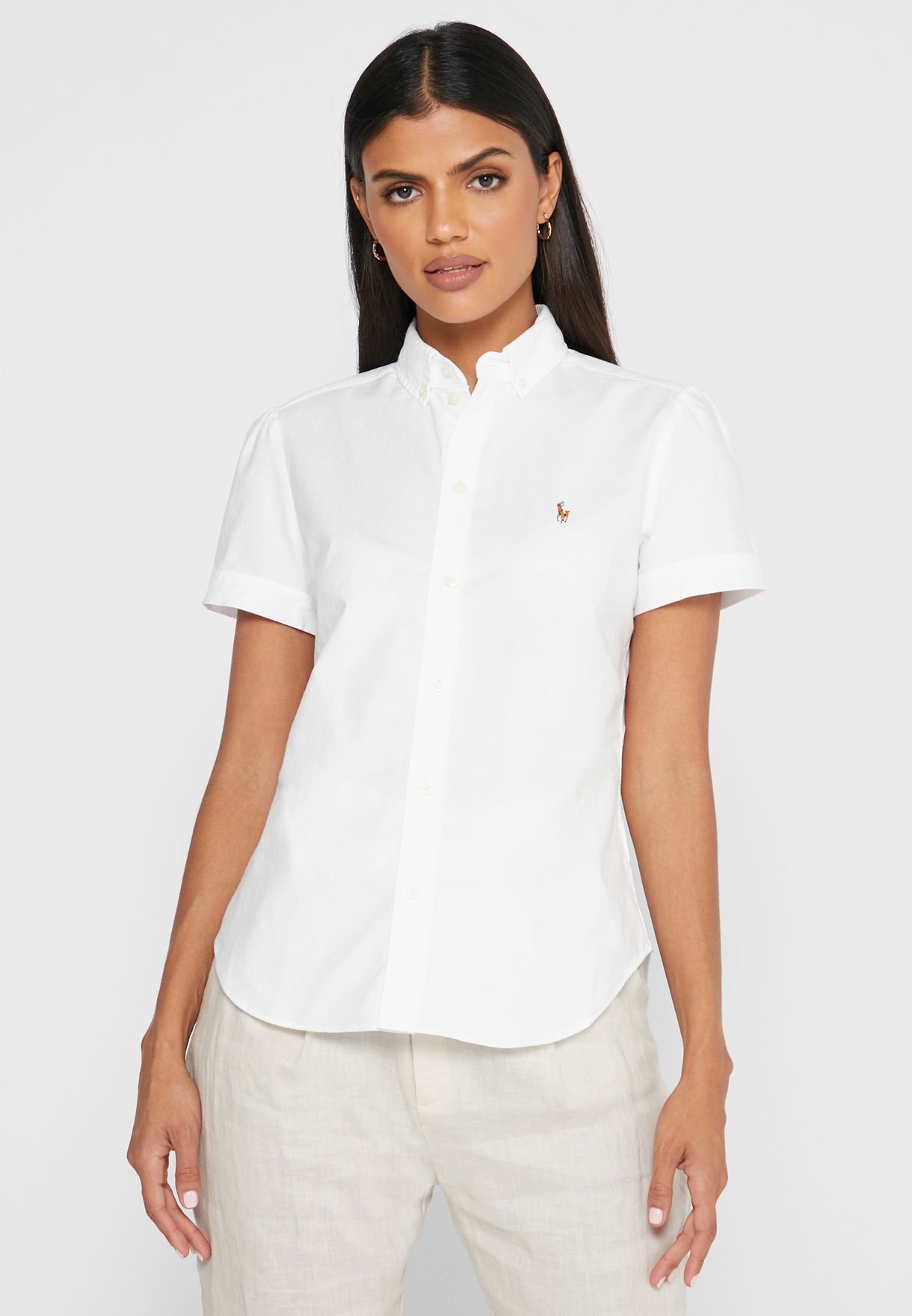 Buy Polo Ralph Lauren white Short Sleeve Oxford Shirt for Women in Riyadh,  Jeddah