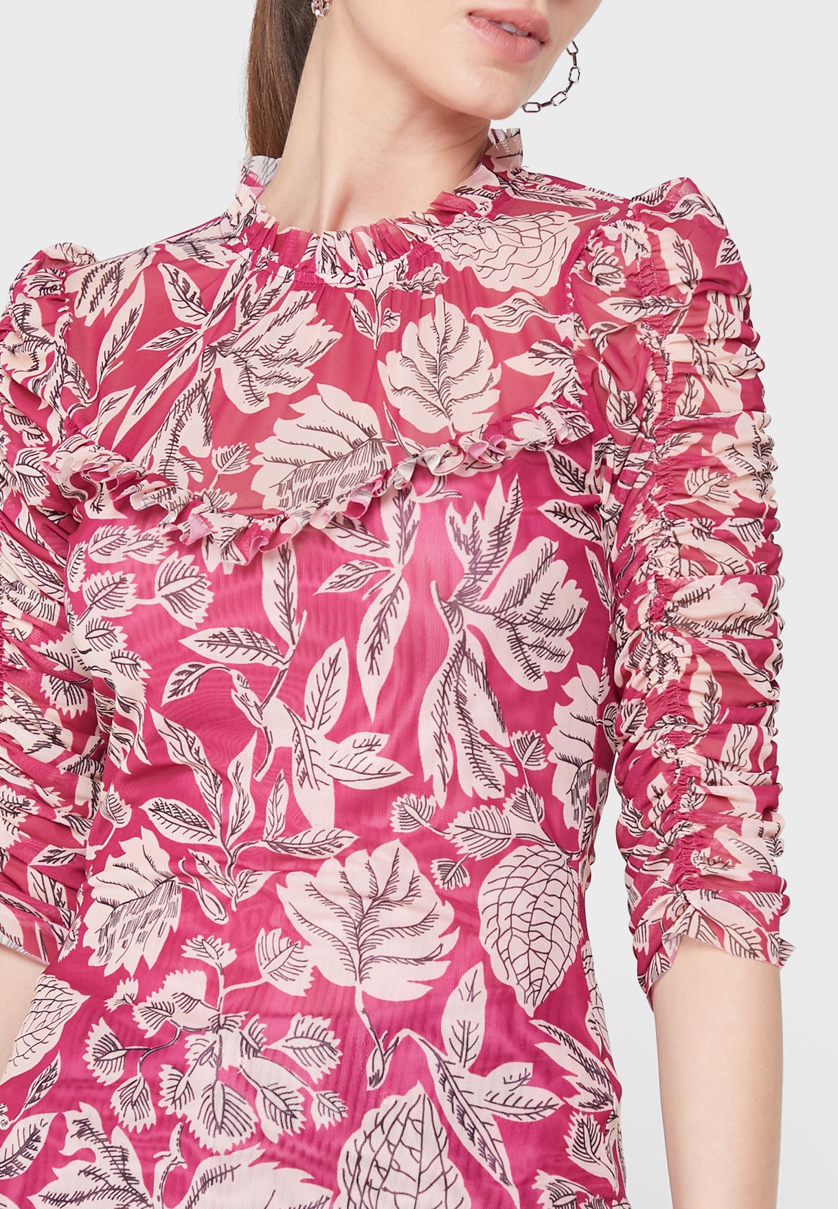 High Neck Printed Top